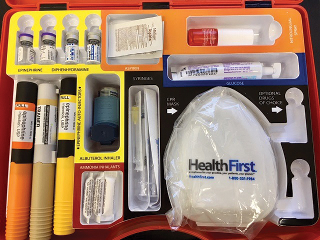 A convenient medical kit should include an epinephrine pen for anaphylaxis emergencies.