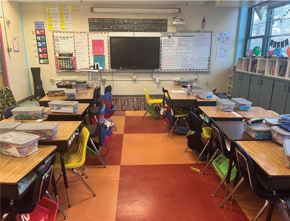 Fig. 2. Third grade classroom at a public school. Note how close kids can be moved to accommodate visual need.